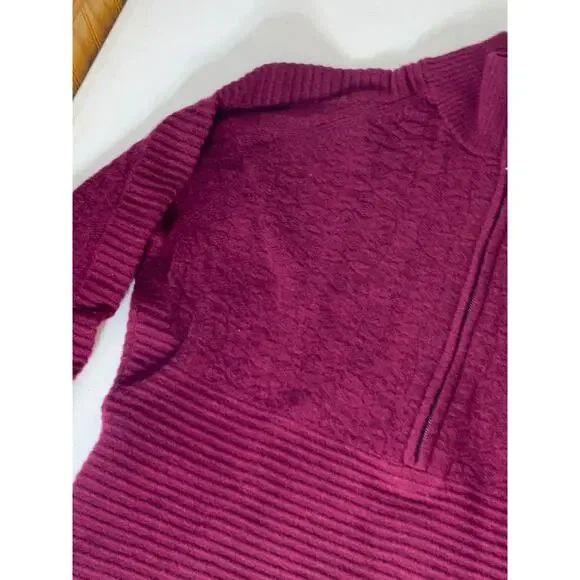 Obermeyer Women's Dolly Cashmere Blend 1/2 Zip Sweater L Maroon Long Sleeve - Picture 16 of 16